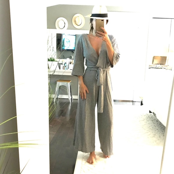 Zara gray ultra soft lounge wide leg jumpsuit SM - Picture 3 of 7